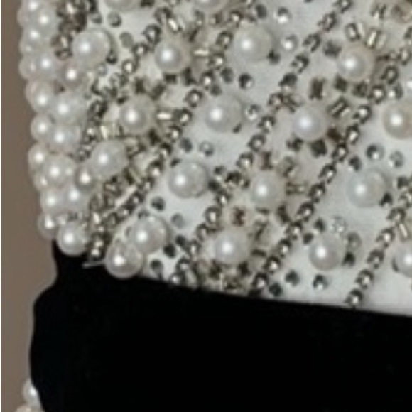 Terani Couture x BHLDN Keystone 2 & 8 Pearl Rhinestone Halter Wedding Formal - Picture 8 of 10